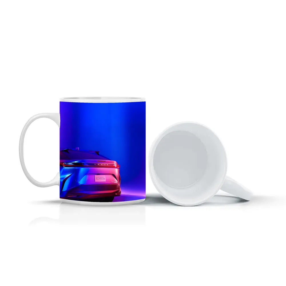 Lexus RZ450e Rear View Neon Purple Studio – Mugs