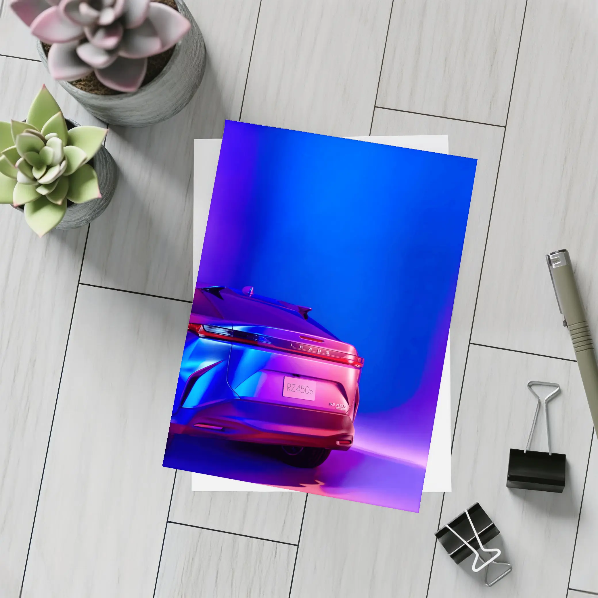 Lexus RZ450e Rear View Neon Purple Studio – Postcards