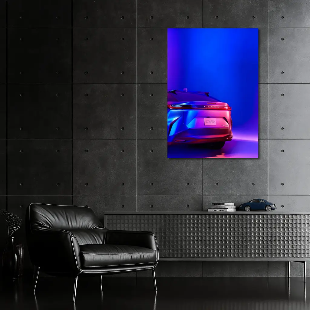Lexus RZ450e Rear View Neon Purple Studio – Wall Art