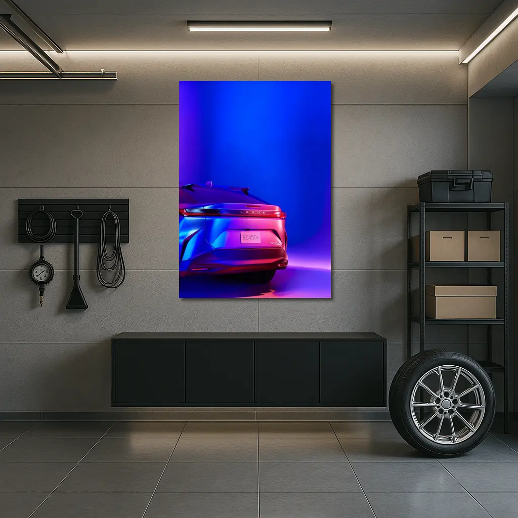 Lexus RZ450e Rear View Neon Purple Studio – Wall Art