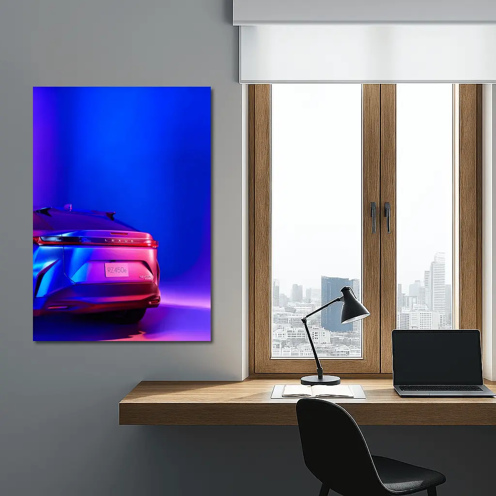 Lexus RZ450e Rear View Neon Purple Studio – Wall Art