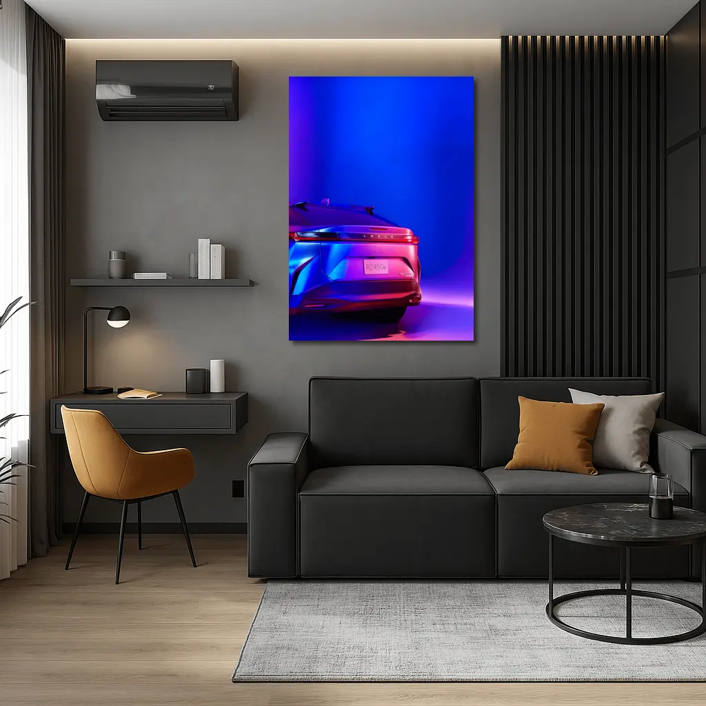 Lexus RZ450e Rear View Neon Purple Studio – Wall Art