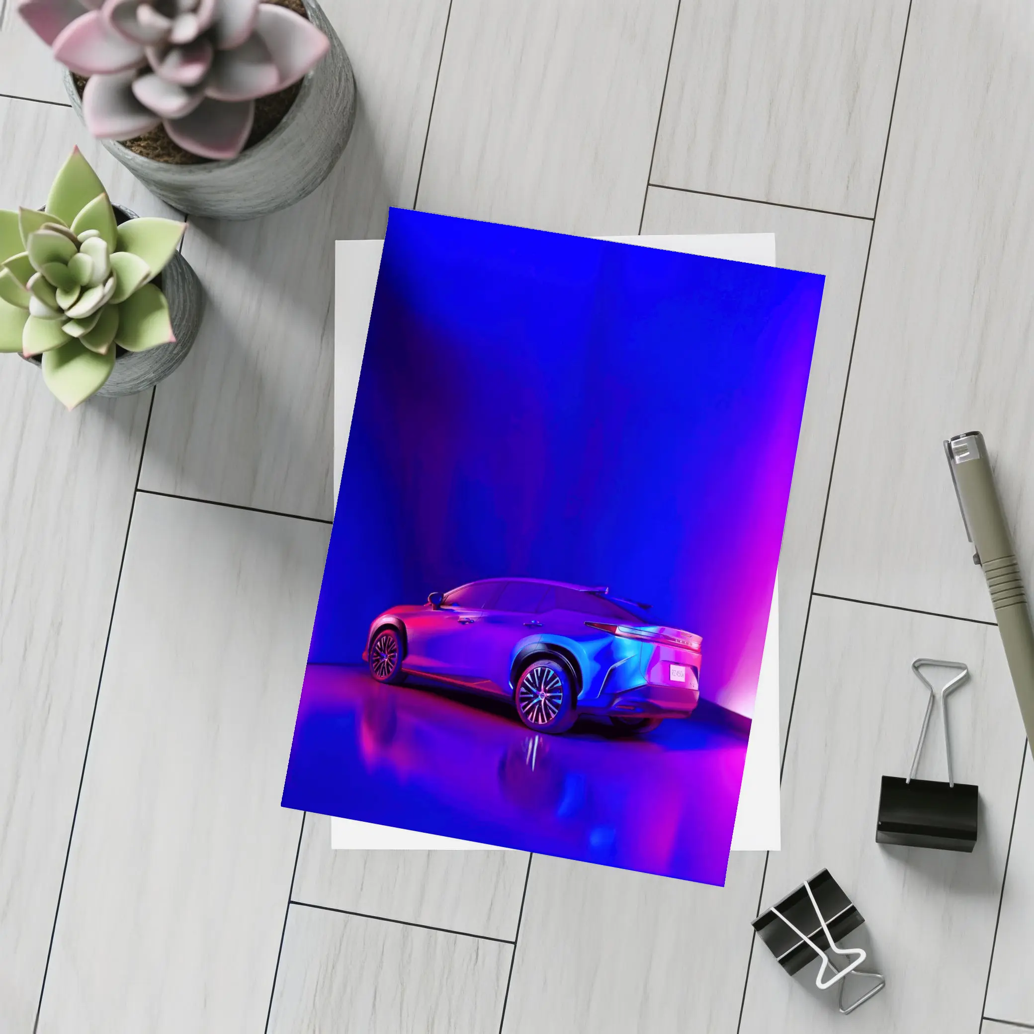 Lexus RZ Blue Neon Studio Light – Postcards