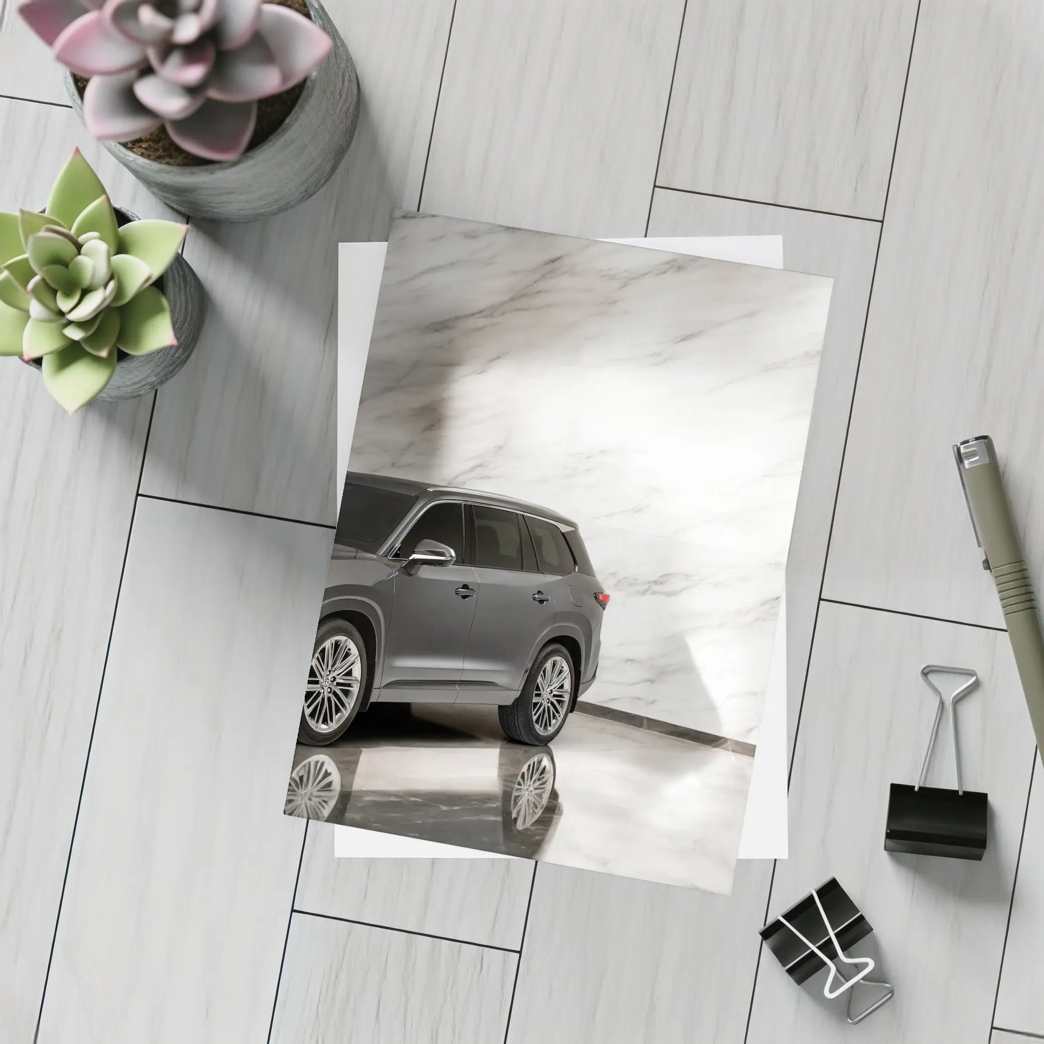 Lexus TX SUV Against White Marble Wall – Postcards