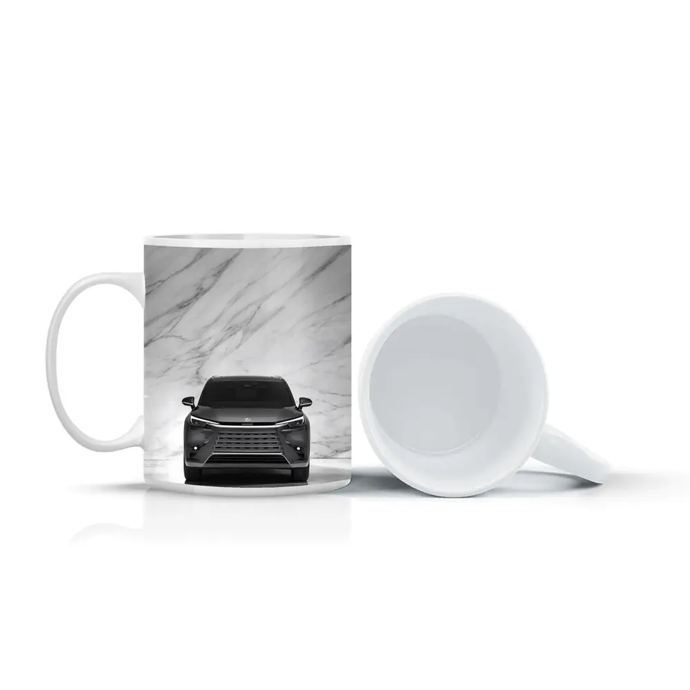 Lexus TX Front View White Marble Background – Mugs