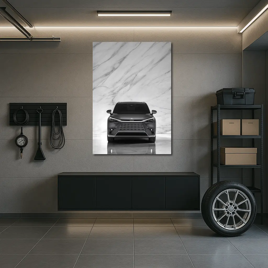 Lexus TX Front View White Marble Background – Wall Art