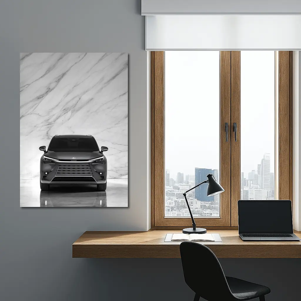 Lexus TX Front View White Marble Background – Wall Art
