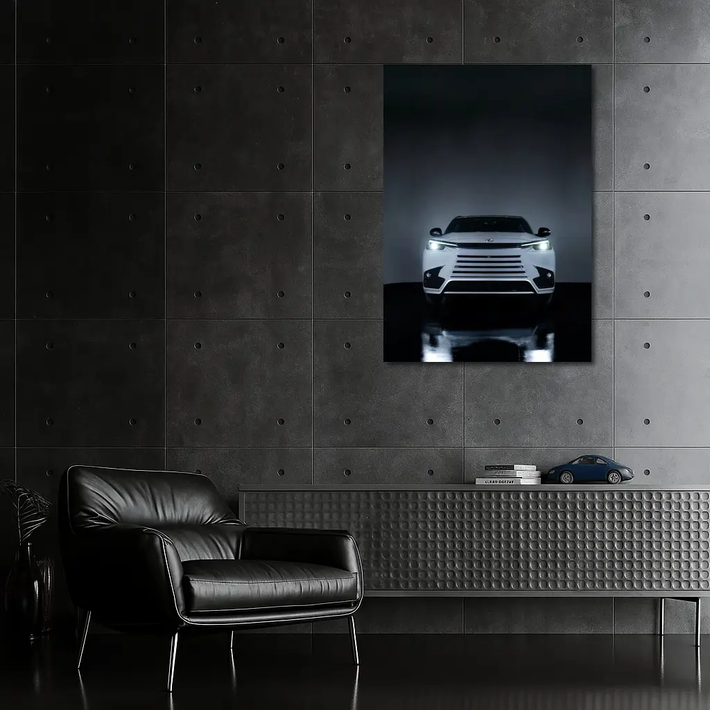 Lexus TX White Front View Dark Studio – Wall Art