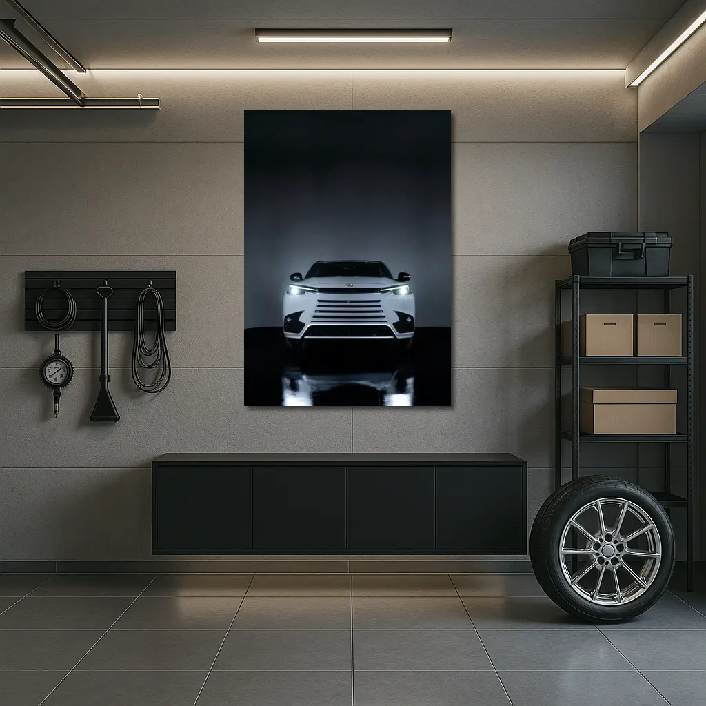 Lexus TX White Front View Dark Studio – Wall Art