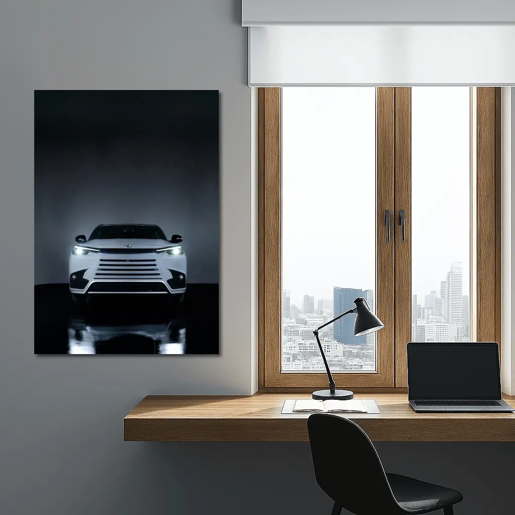 Lexus TX White Front View Dark Studio – Wall Art