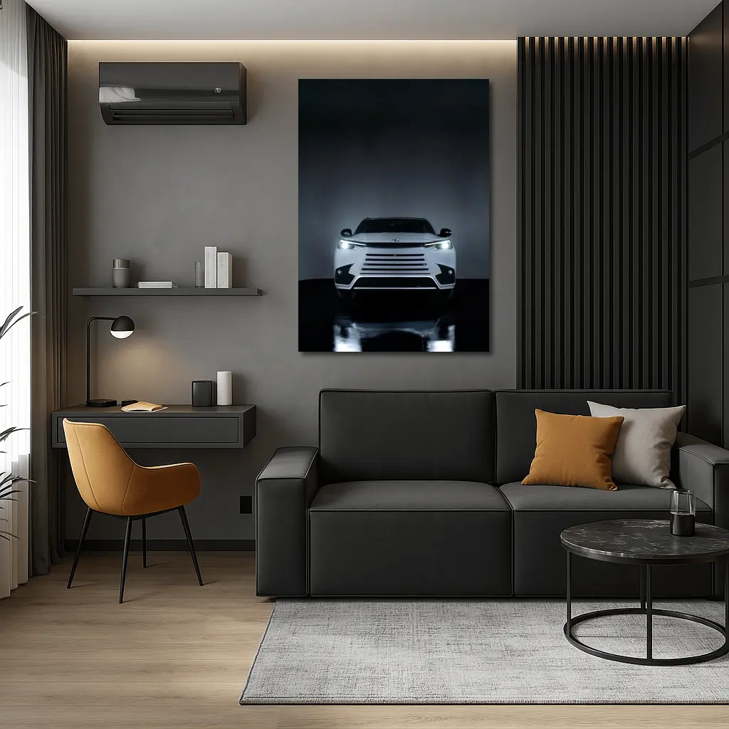 Lexus TX White Front View Dark Studio – Wall Art