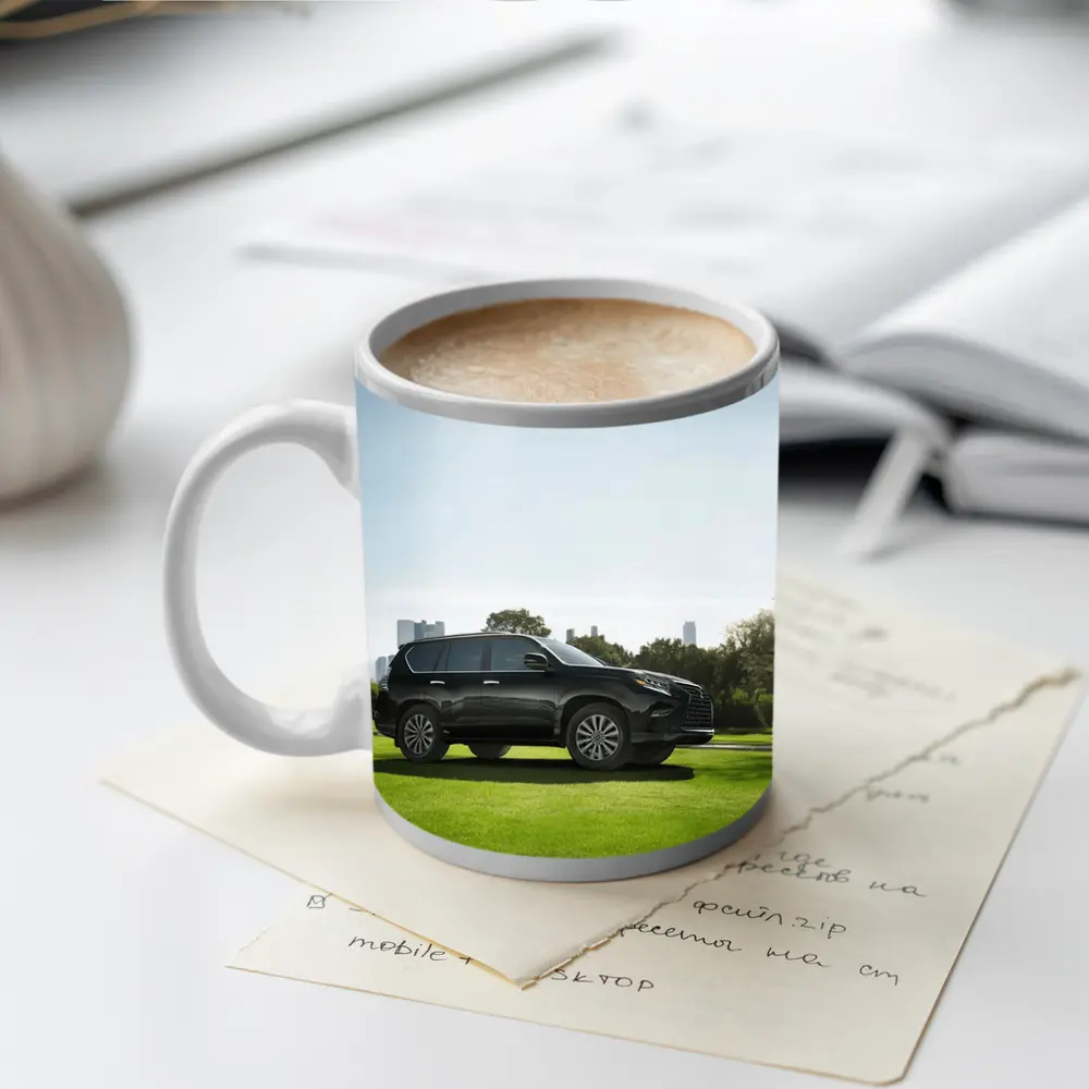 Black Lexus GX City Skyline Green Lawn – Mugs