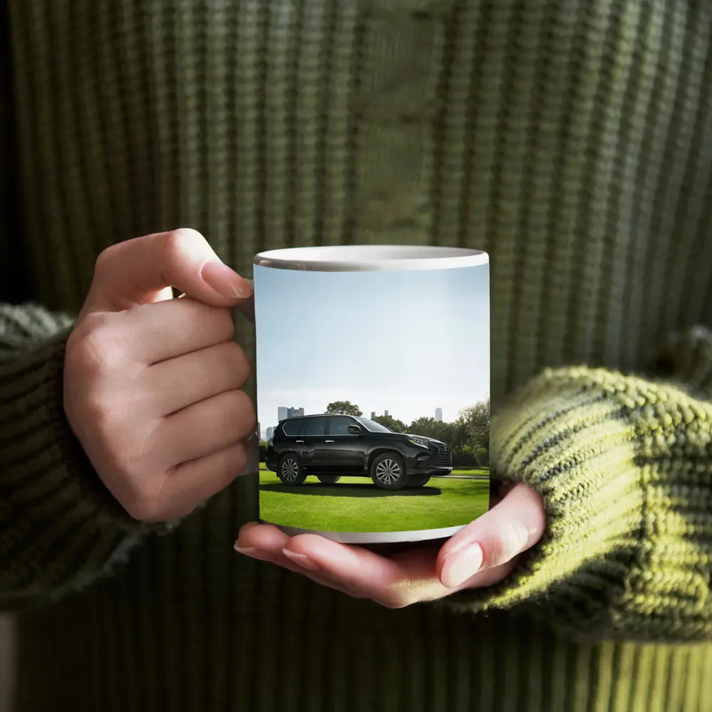 Black Lexus GX City Skyline Green Lawn – Mugs