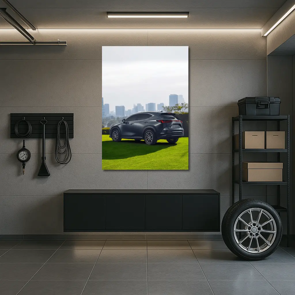 Lexus NX Dark Gray SUV City Skyline – Wall Art