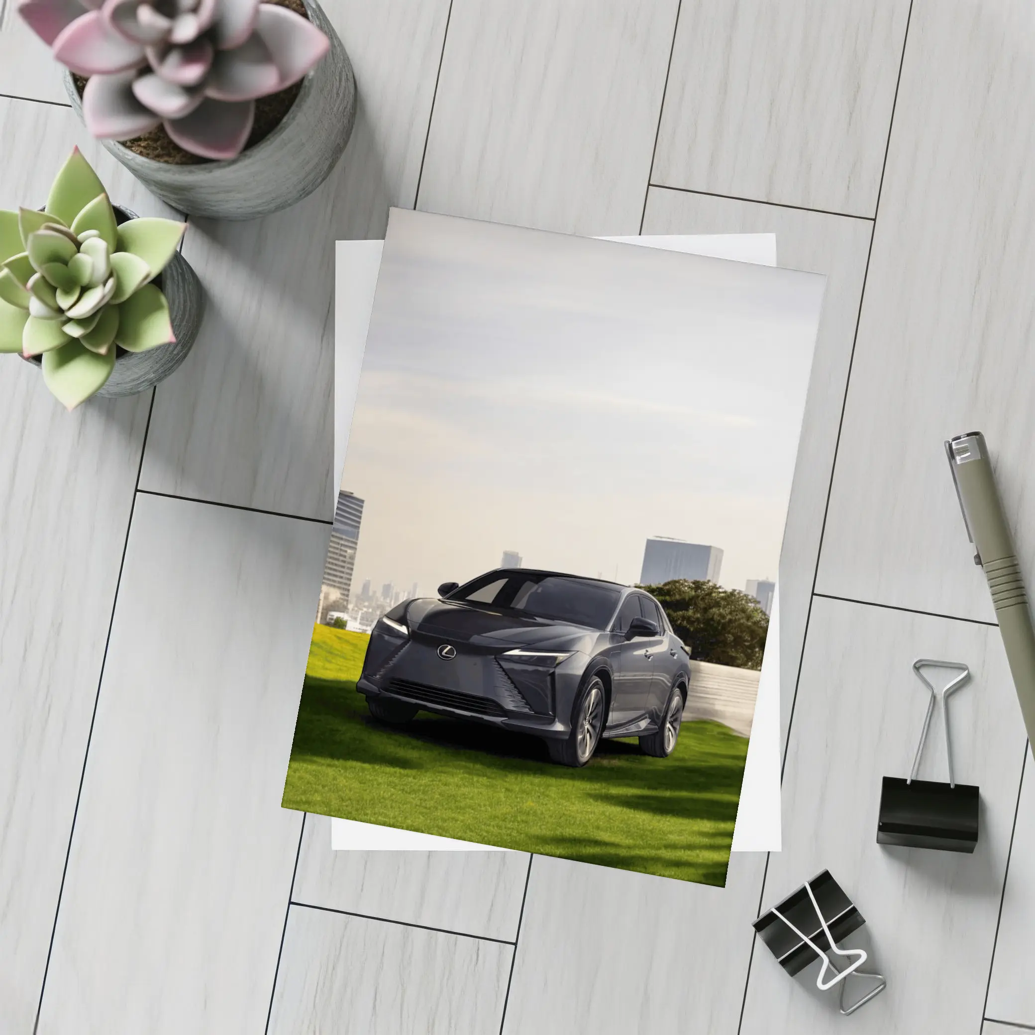Lexus RZ Dark Gray SUV City Backdrop – Postcards
