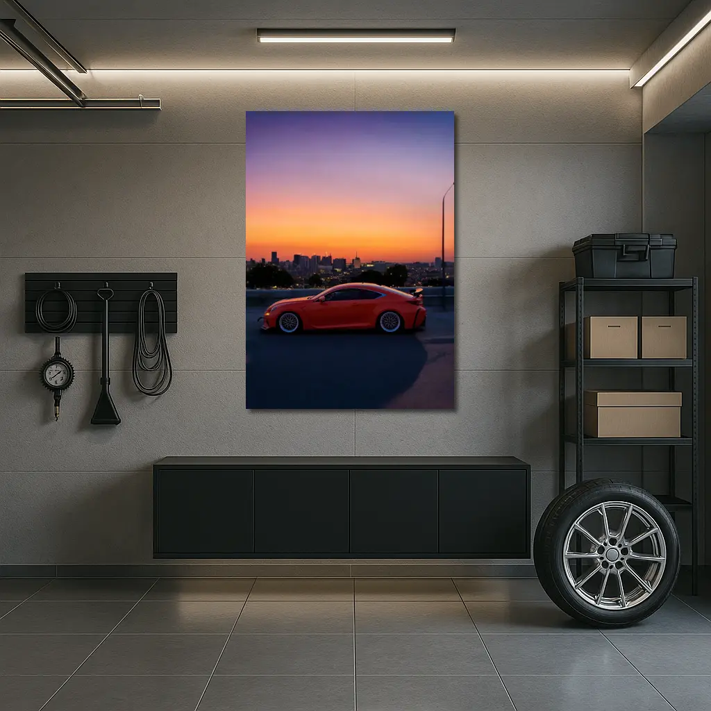 Lexus RC F Red Coupe City Sunset – Wall Art
