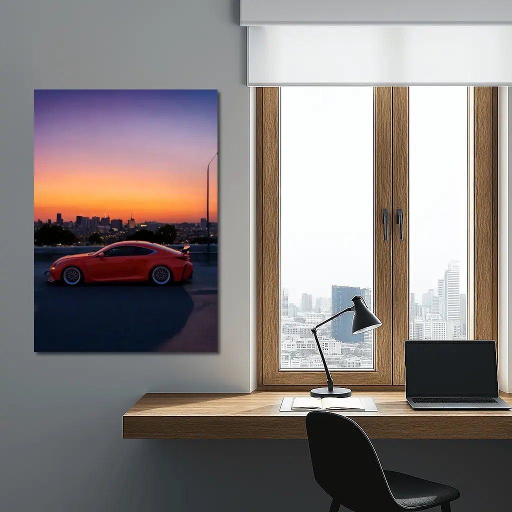 Lexus RC F Red Coupe City Sunset – Wall Art