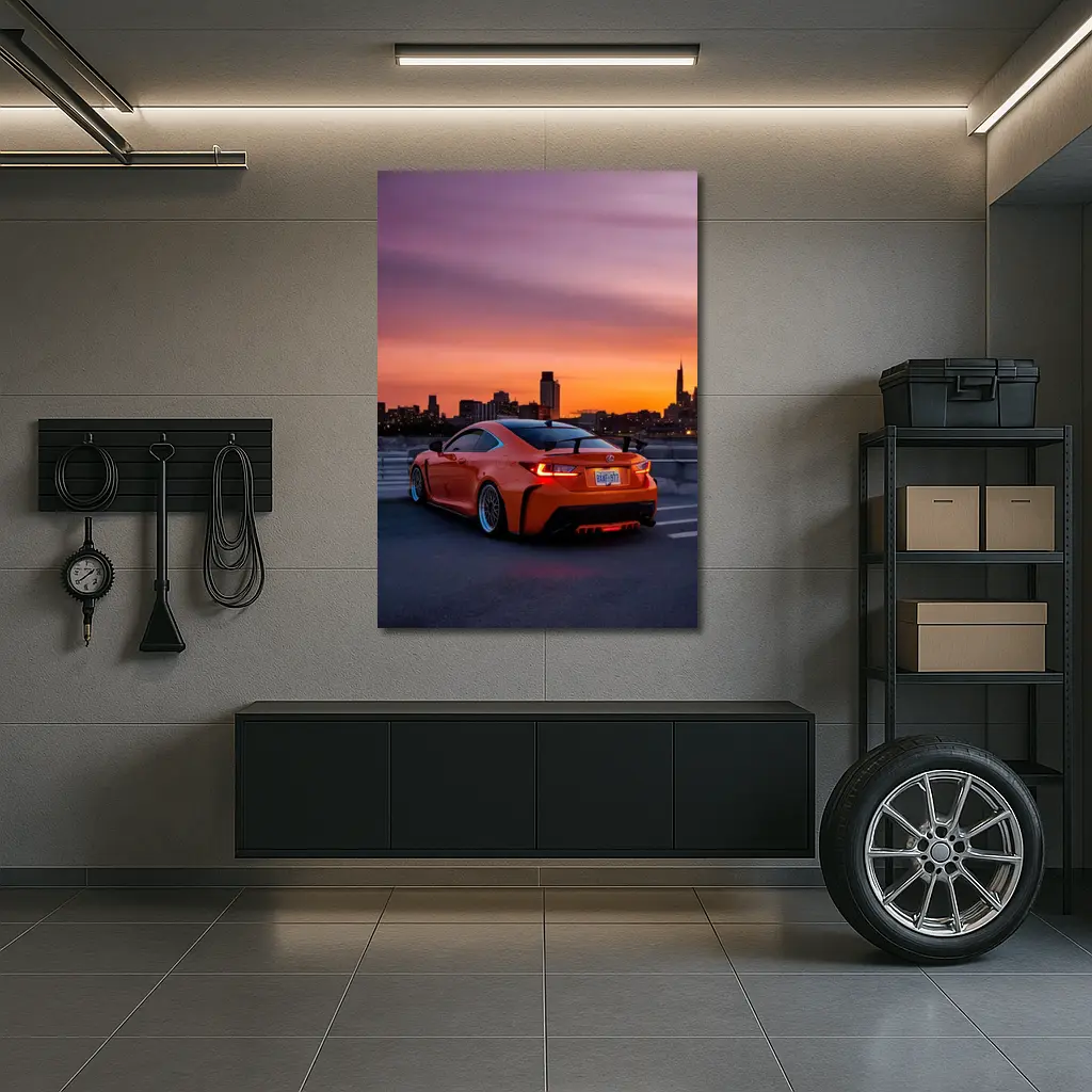 Lexus RC F Orange Coupe City Sunset – Wall Art