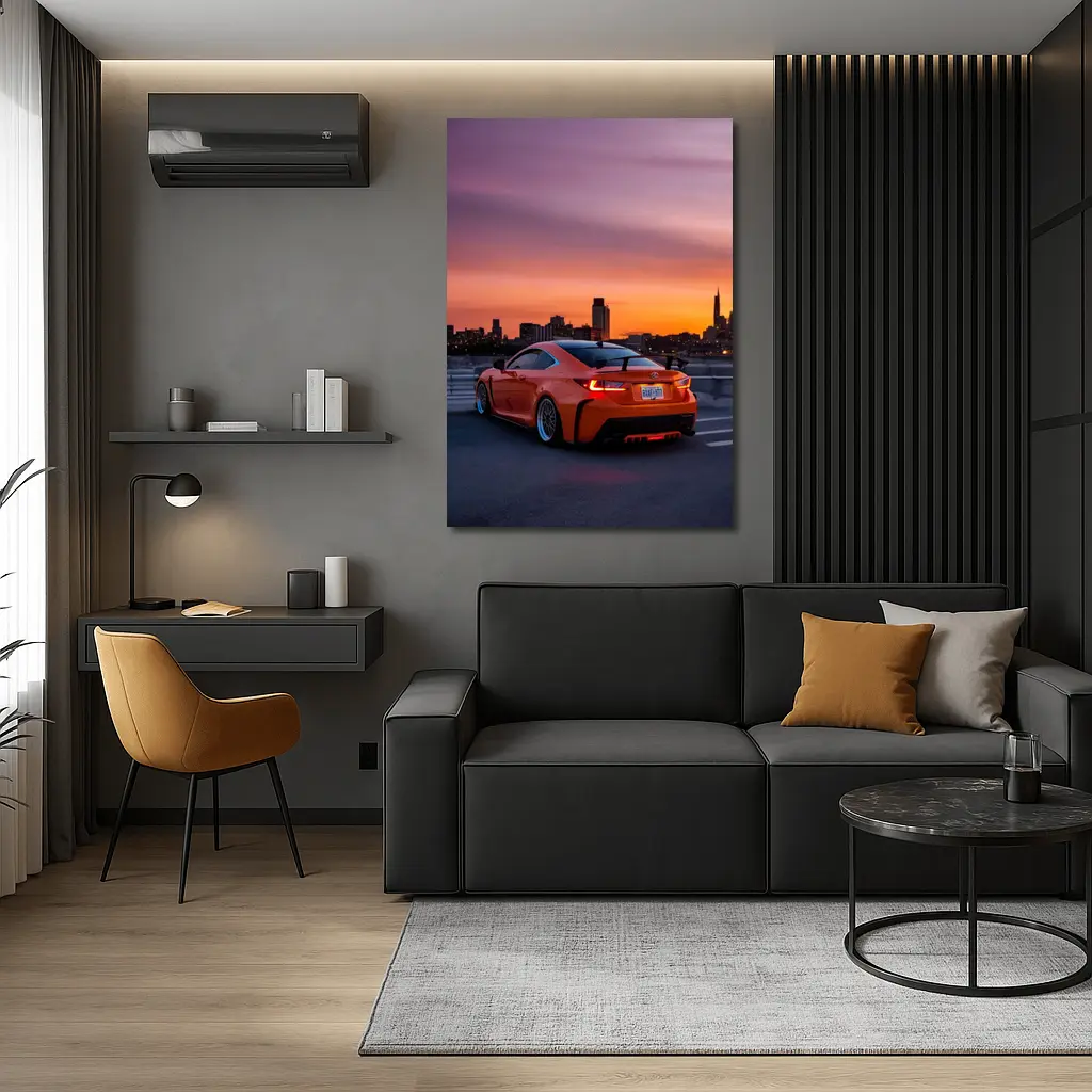 Lexus RC F Orange Coupe City Sunset – Wall Art