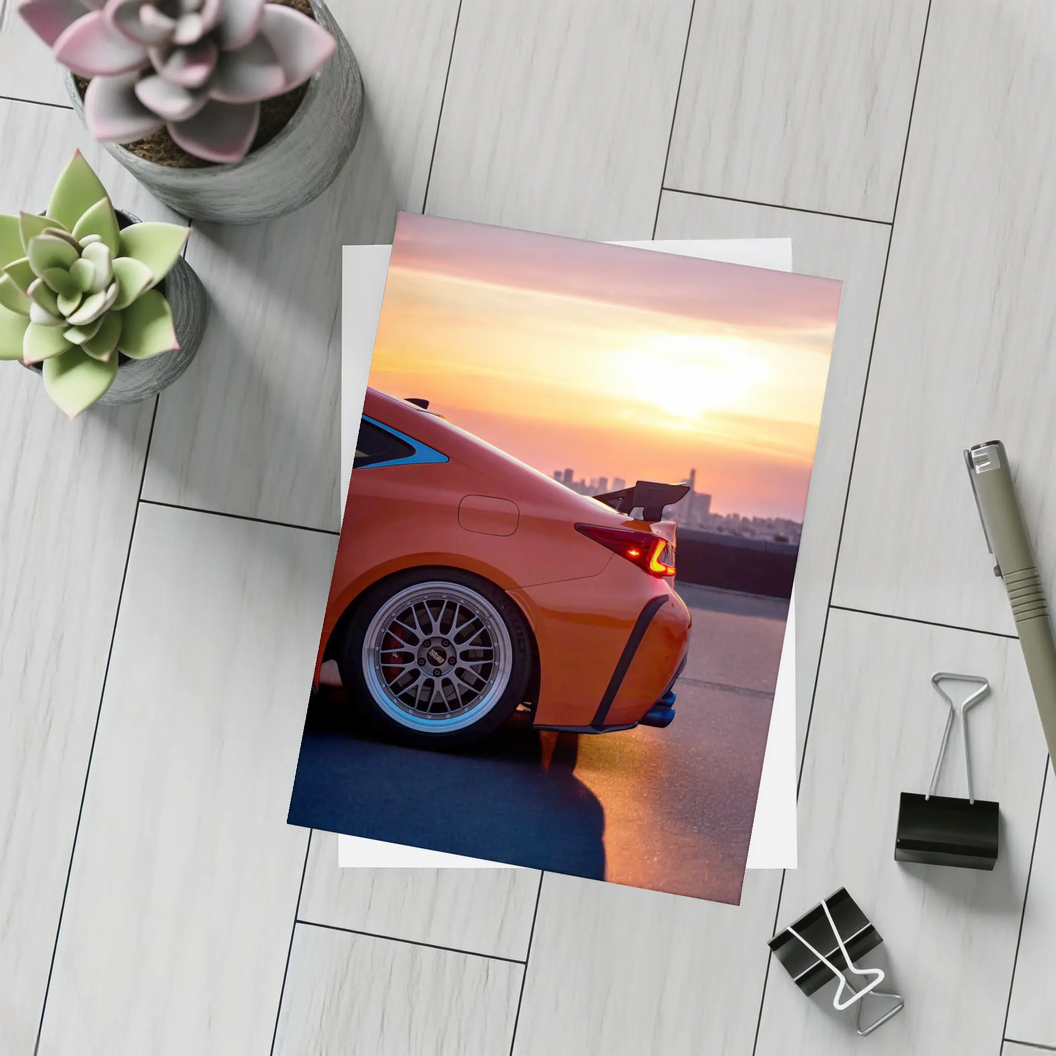 Lexus RC Sunset City Skyline Orange – Postcards