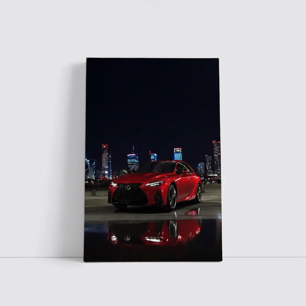 Lexus IS Red Sedan City Night – Wall Art