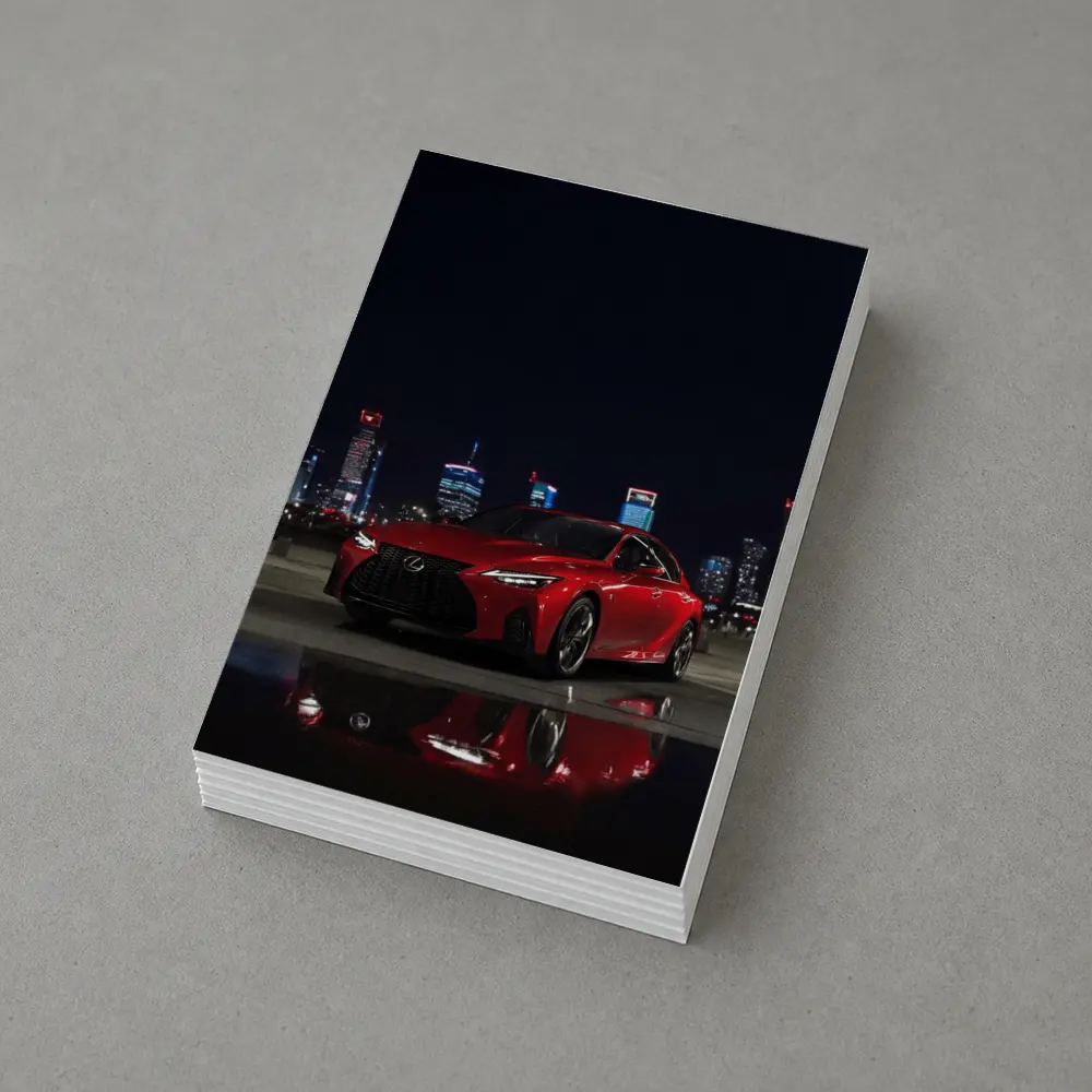 Lexus IS Red Sedan City Night – Postcards