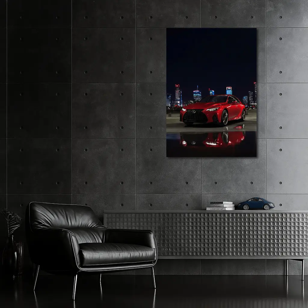 Lexus IS Red Sedan City Night – Wall Art