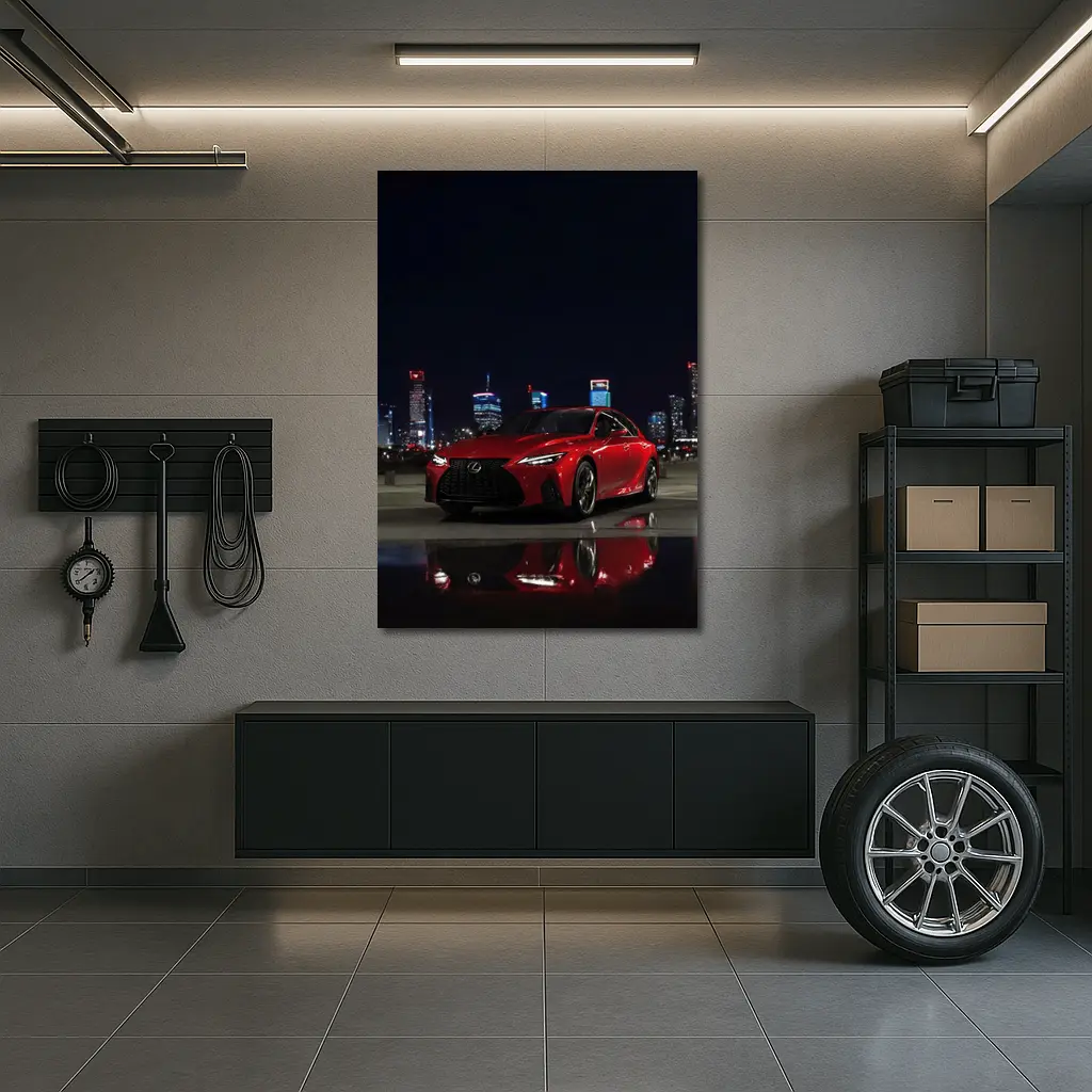 Lexus IS Red Sedan City Night – Wall Art
