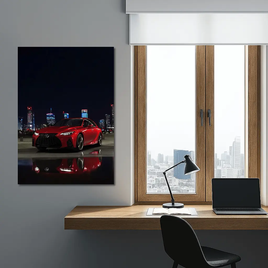 Lexus IS Red Sedan City Night – Wall Art