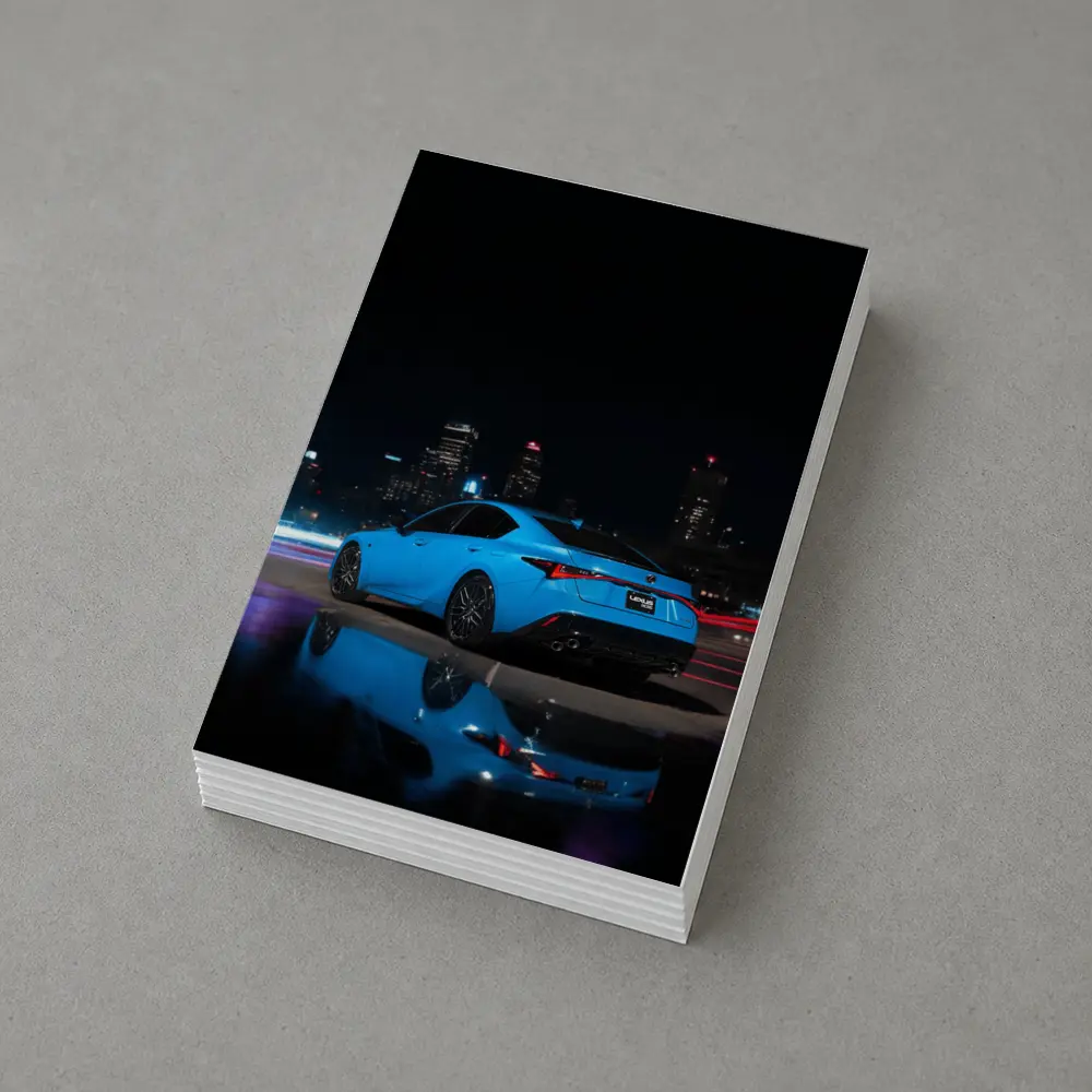 Lexus IS Blue Sedan City Night – Postcards