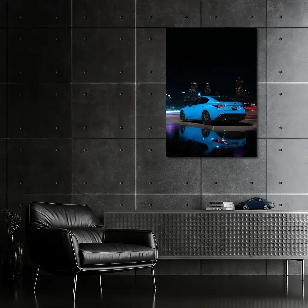 Lexus IS Blue Sedan City Night – Wall Art