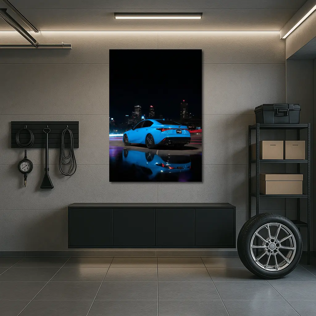 Lexus IS Blue Sedan City Night – Wall Art
