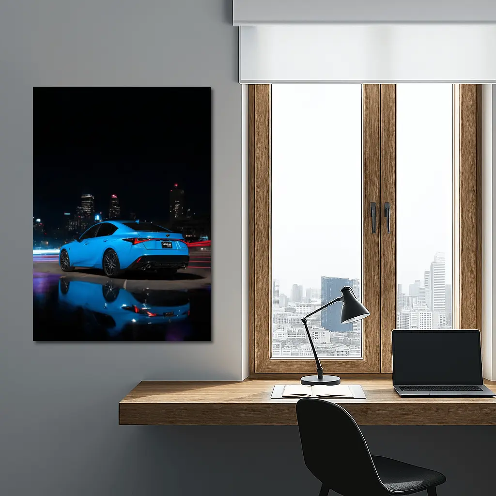 Lexus IS Blue Sedan City Night – Wall Art