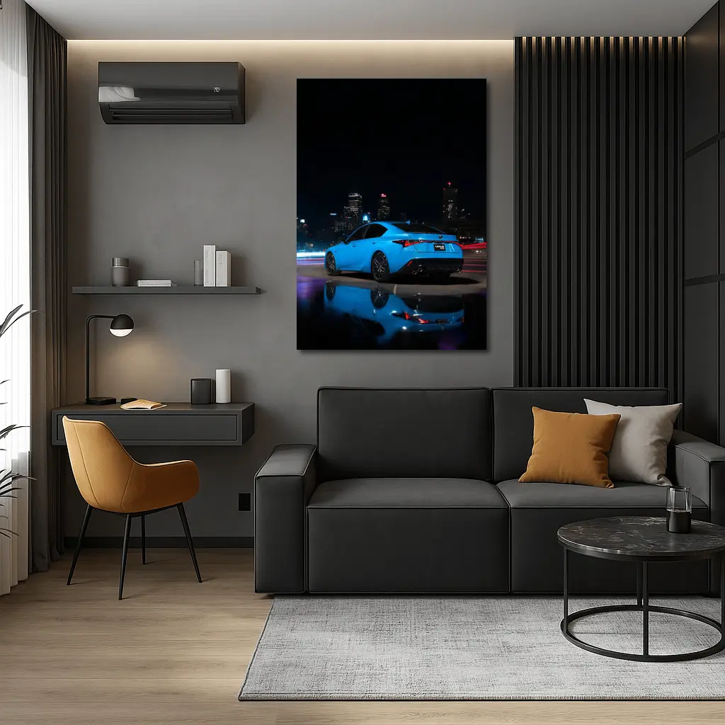 Lexus IS Blue Sedan City Night – Wall Art