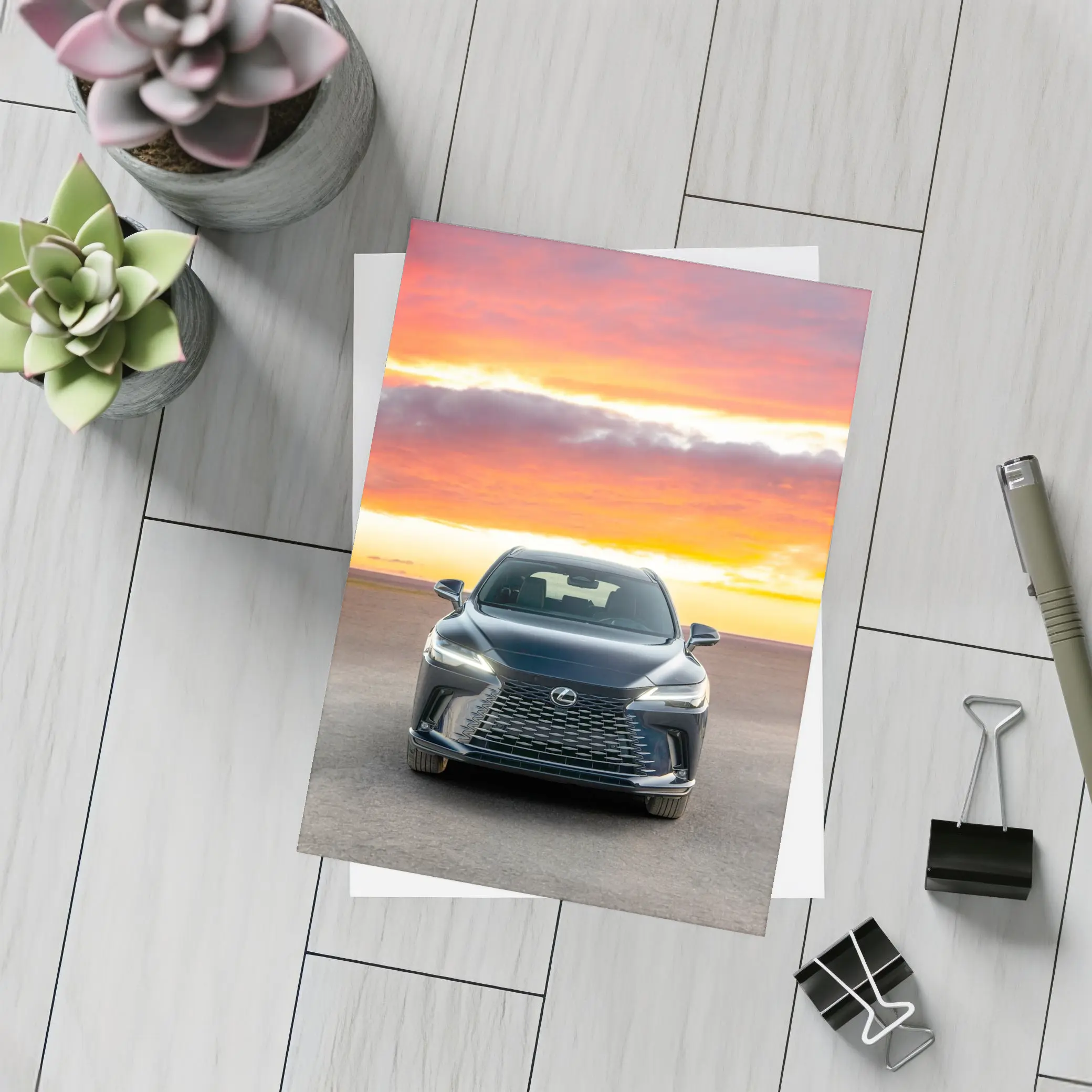Lexus RX Front View Dramatic Sunset Sky – Postcards