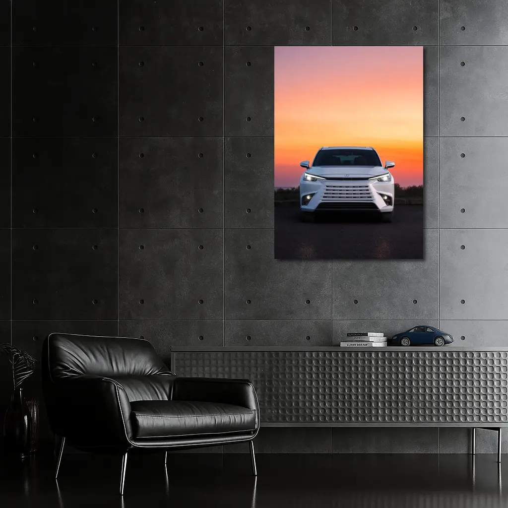 Lexus UX White SUV Sunset Sky – Wall Art
