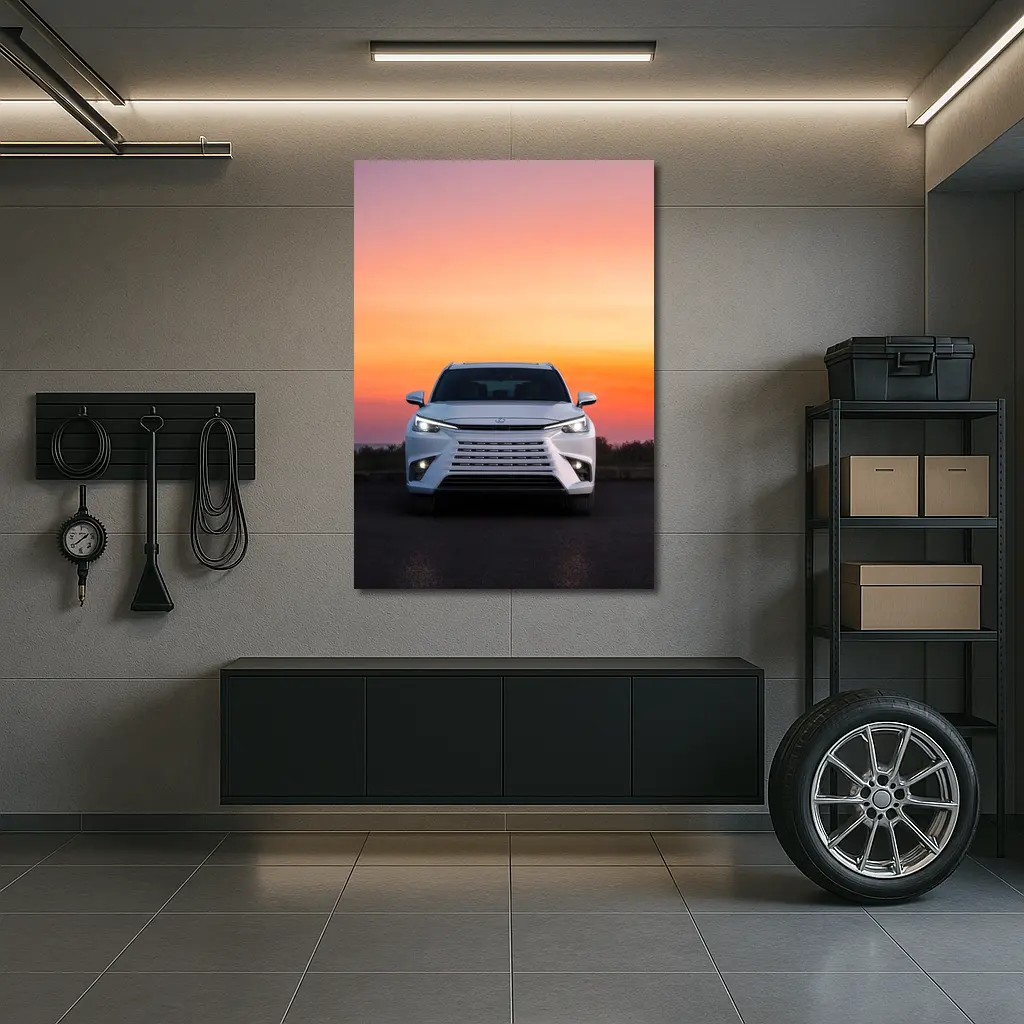 Lexus UX White SUV Sunset Sky – Wall Art