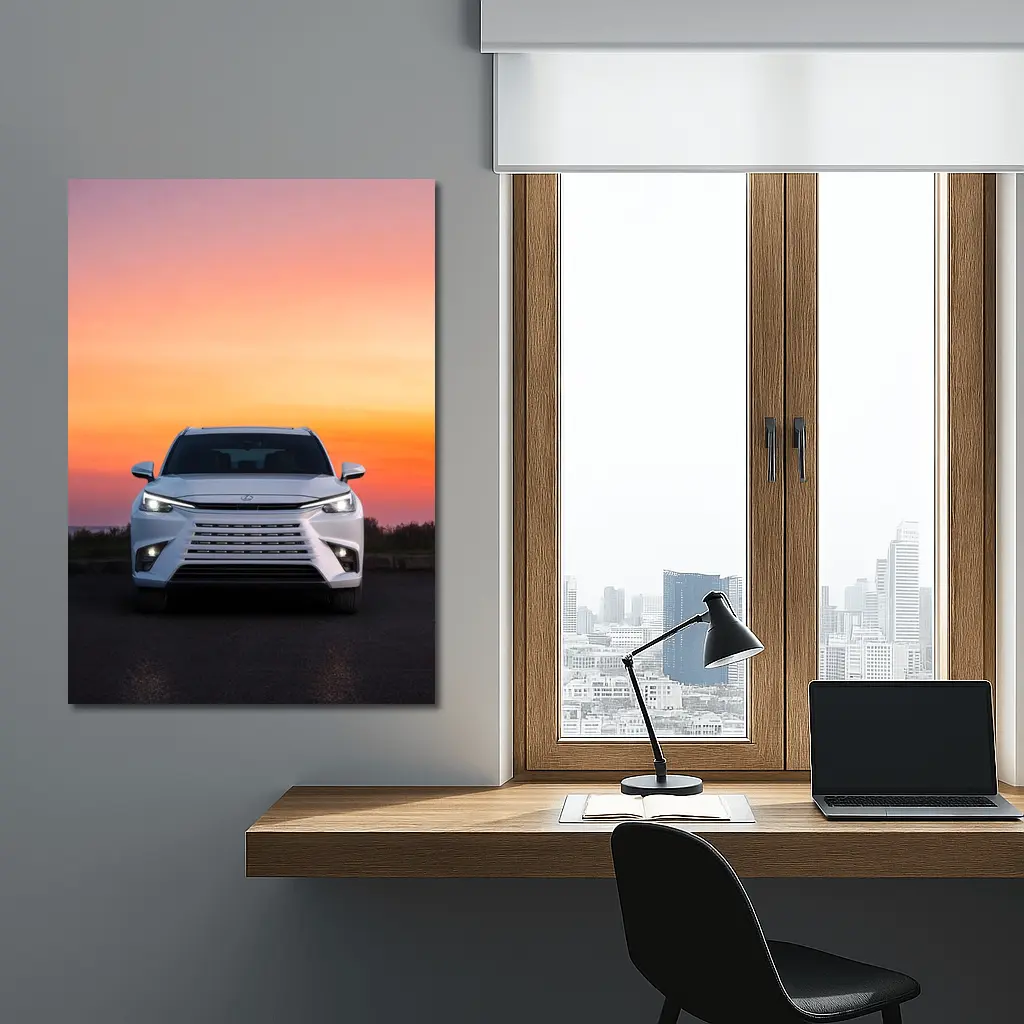 Lexus UX White SUV Sunset Sky – Wall Art