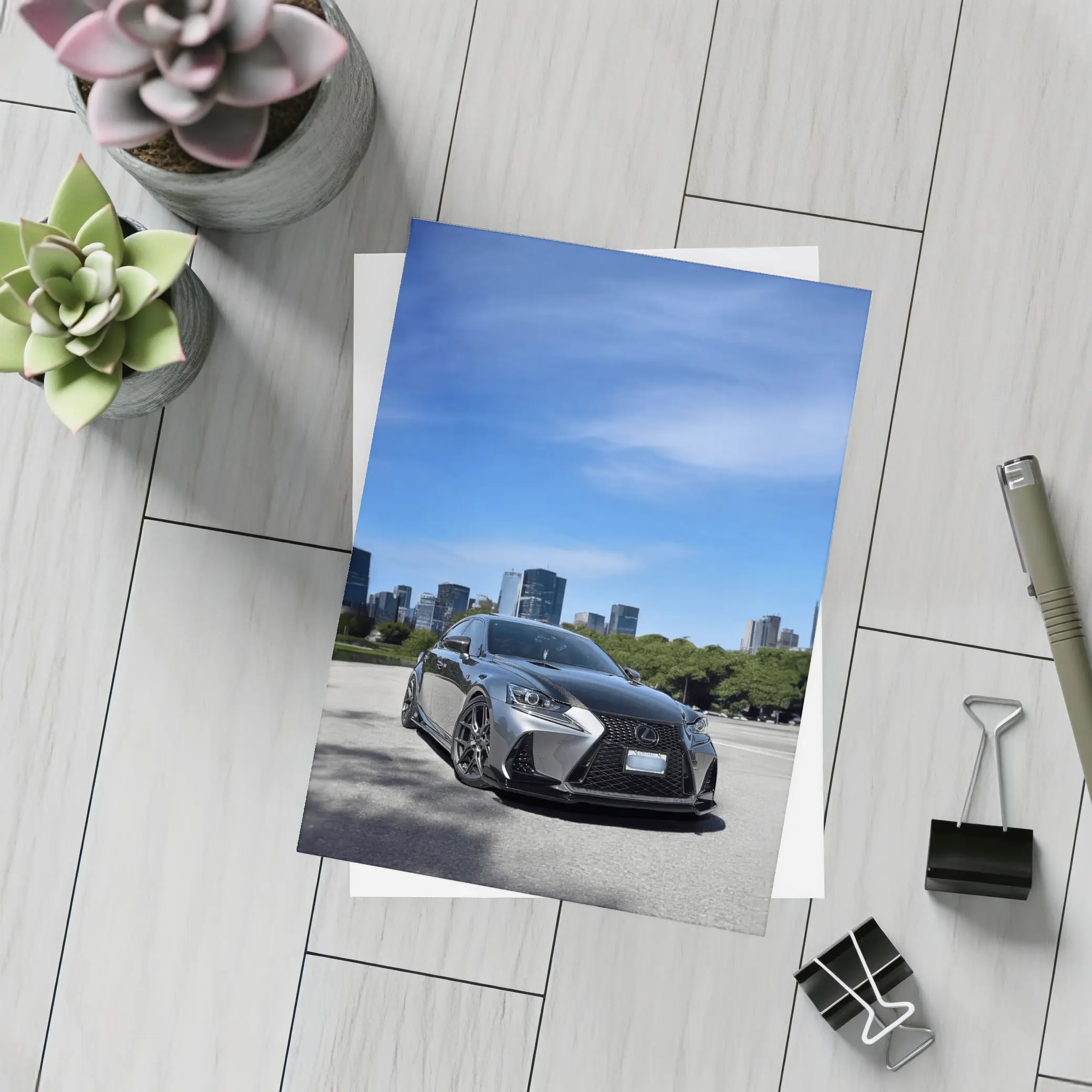 Lexus IS Dark Gray City Skyline Street – Postcards