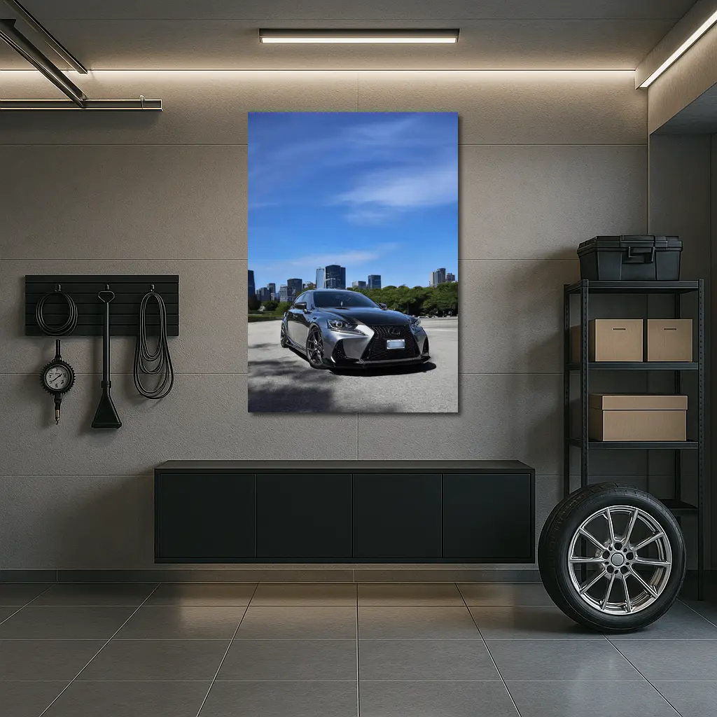 Lexus IS Dark Gray City Skyline Street – Wall Art