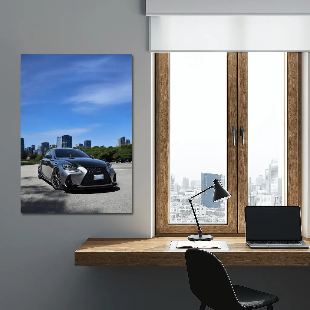 Lexus IS Dark Gray City Skyline Street – Wall Art