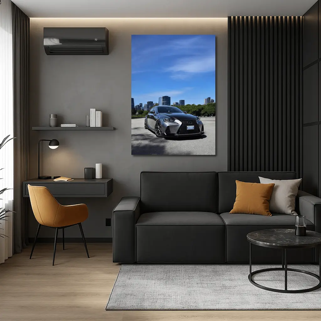 Lexus IS Dark Gray City Skyline Street – Wall Art