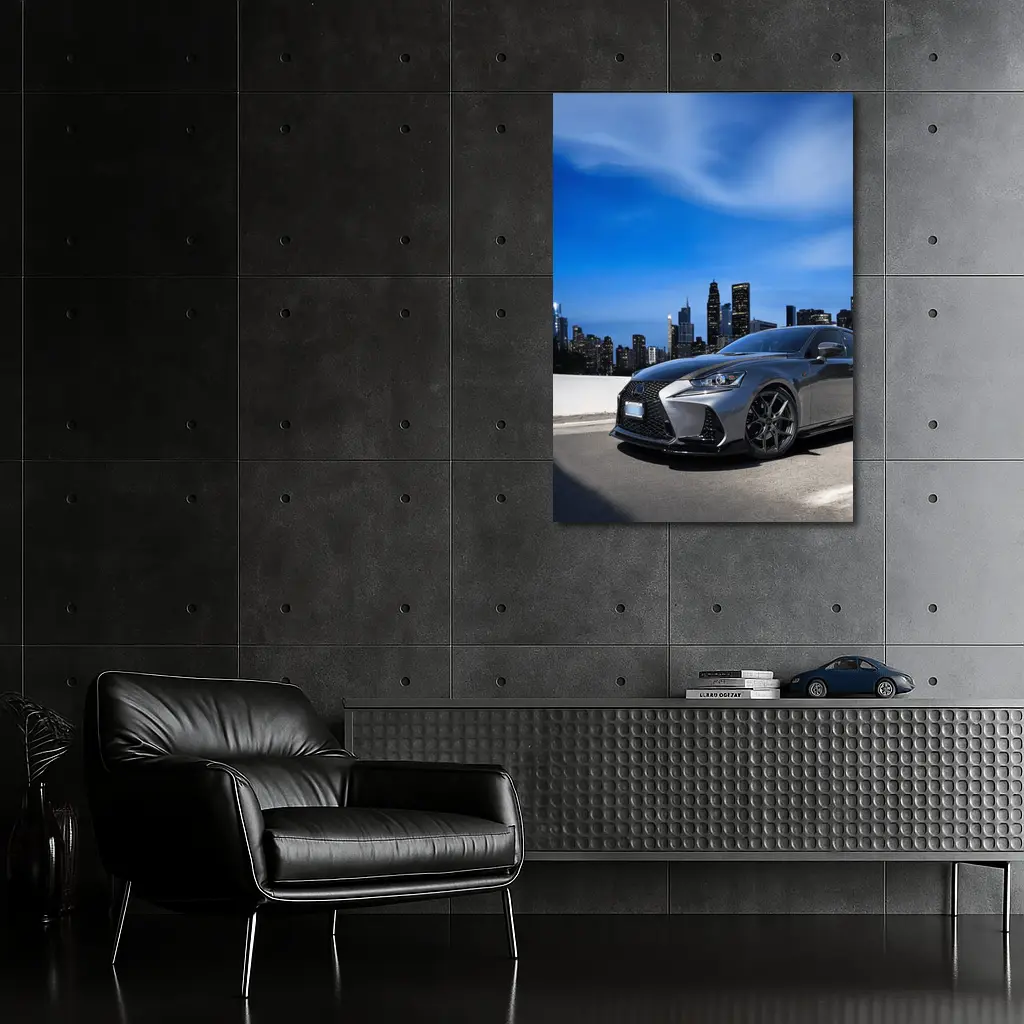 Lexus IS City Skyline Gray Sport Sedan – Wall Art