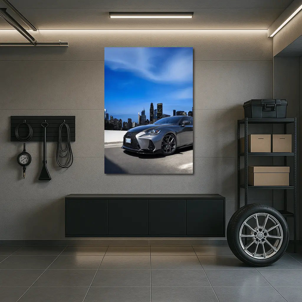Lexus IS City Skyline Gray Sport Sedan – Wall Art
