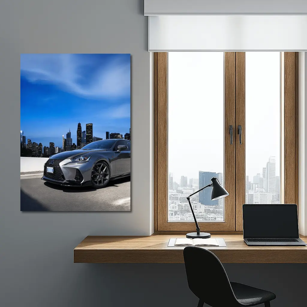 Lexus IS City Skyline Gray Sport Sedan – Wall Art