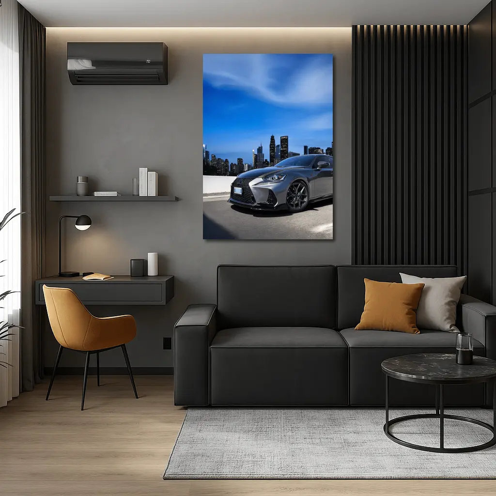 Lexus IS City Skyline Gray Sport Sedan – Wall Art