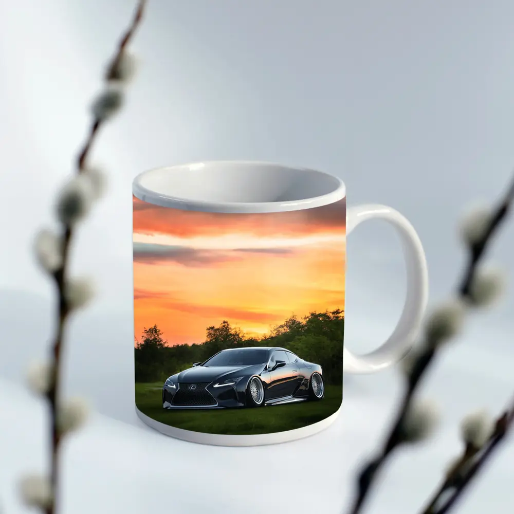 Lexus LC Slammed Black Car Sunset Sky – Mugs