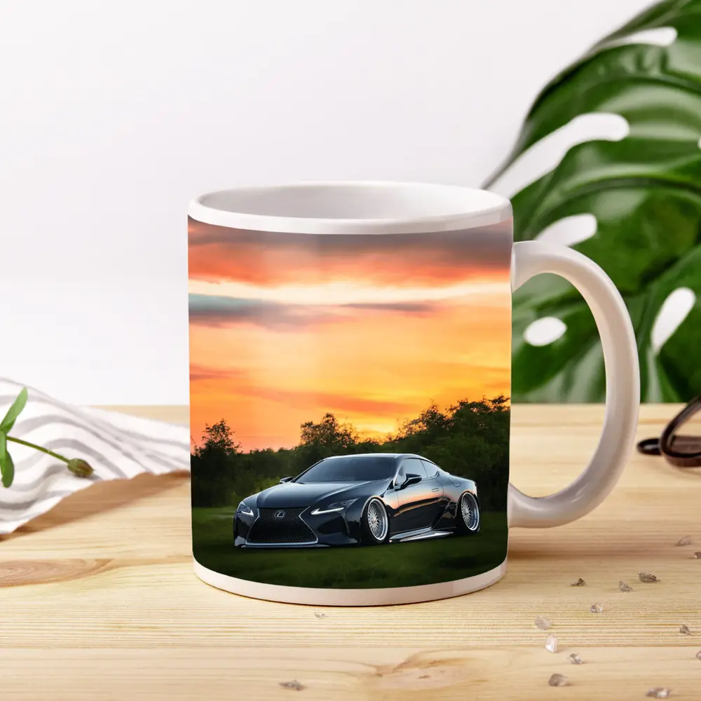 Lexus LC Slammed Black Car Sunset Sky – Mugs