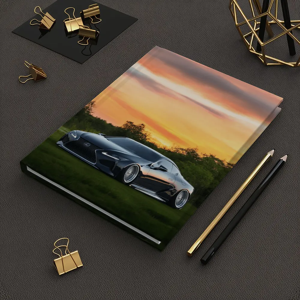 Lexus LC Slammed Black Car Sunset Sky – Notebooks