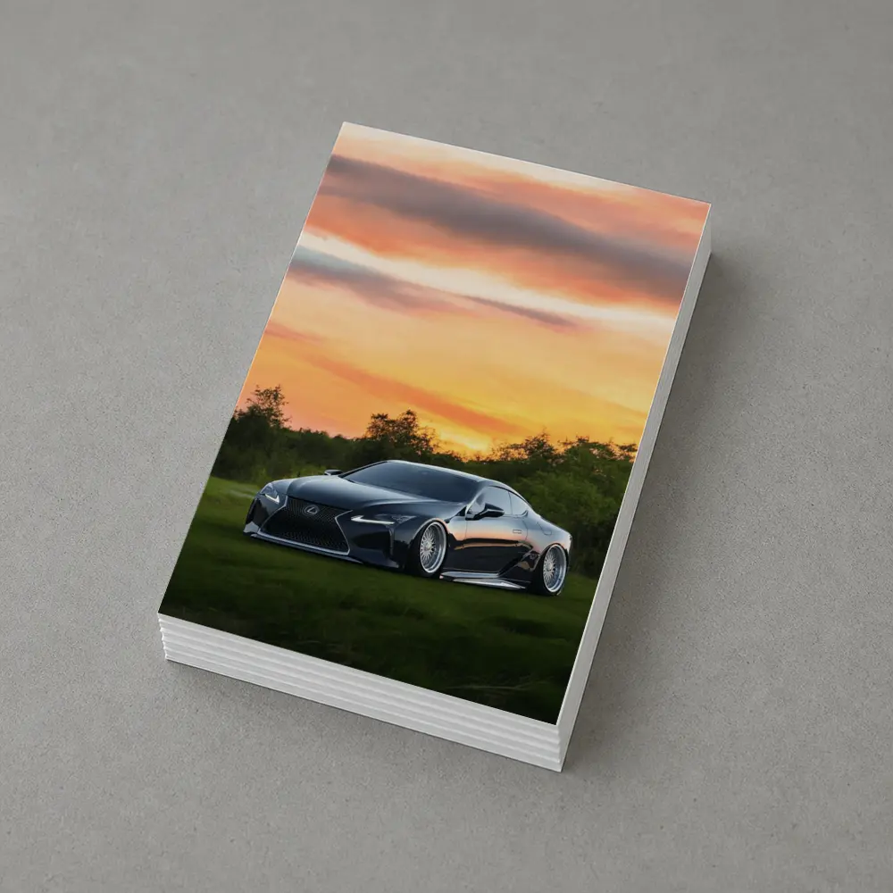 Lexus LC Slammed Black Car Sunset Sky – Postcards